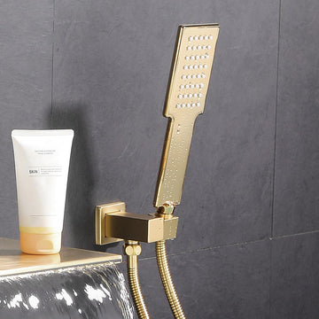 Solid Brass Single Handle Wall Mount Tub Faucet in Brushed Gold